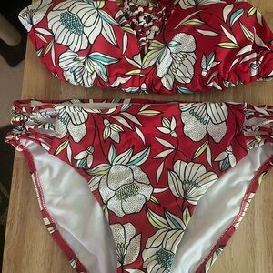 Swimsuits For All Red Floral Bikini Set